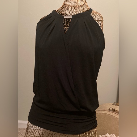 White House Black Market Classic Sleeveless Wrap Top with Silver Detail - Picture 5 of 8